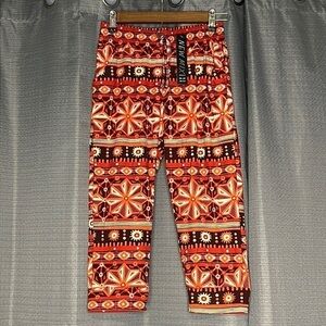 NEW MIX ORANGE PATTERN SMALL STRETCH CAPRI PANTS NEW WITH TAGS